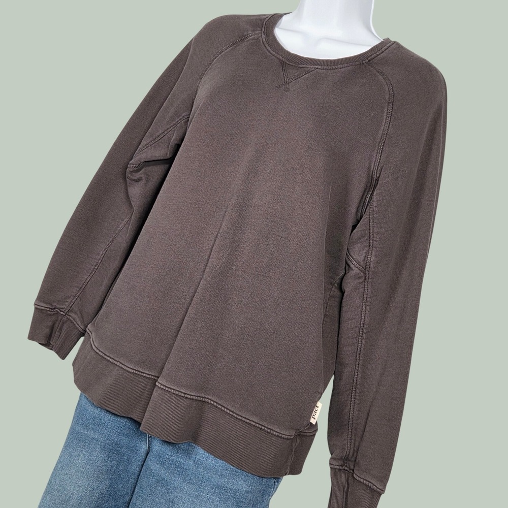 Pact Women's Washed Charcoal Crewneck Sweatshirt